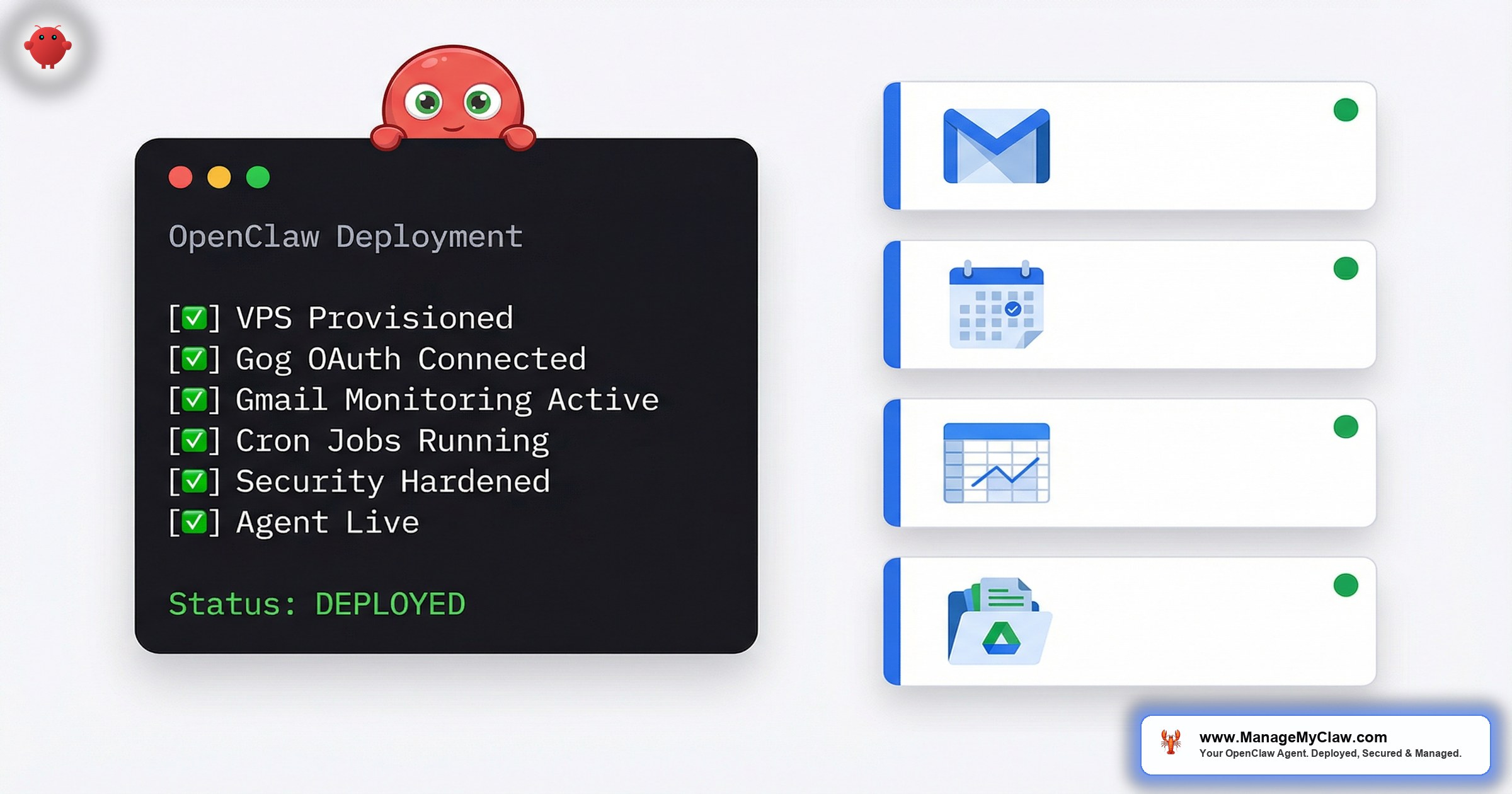 OpenClaw Google Workspace deployment 12-step walkthrough
