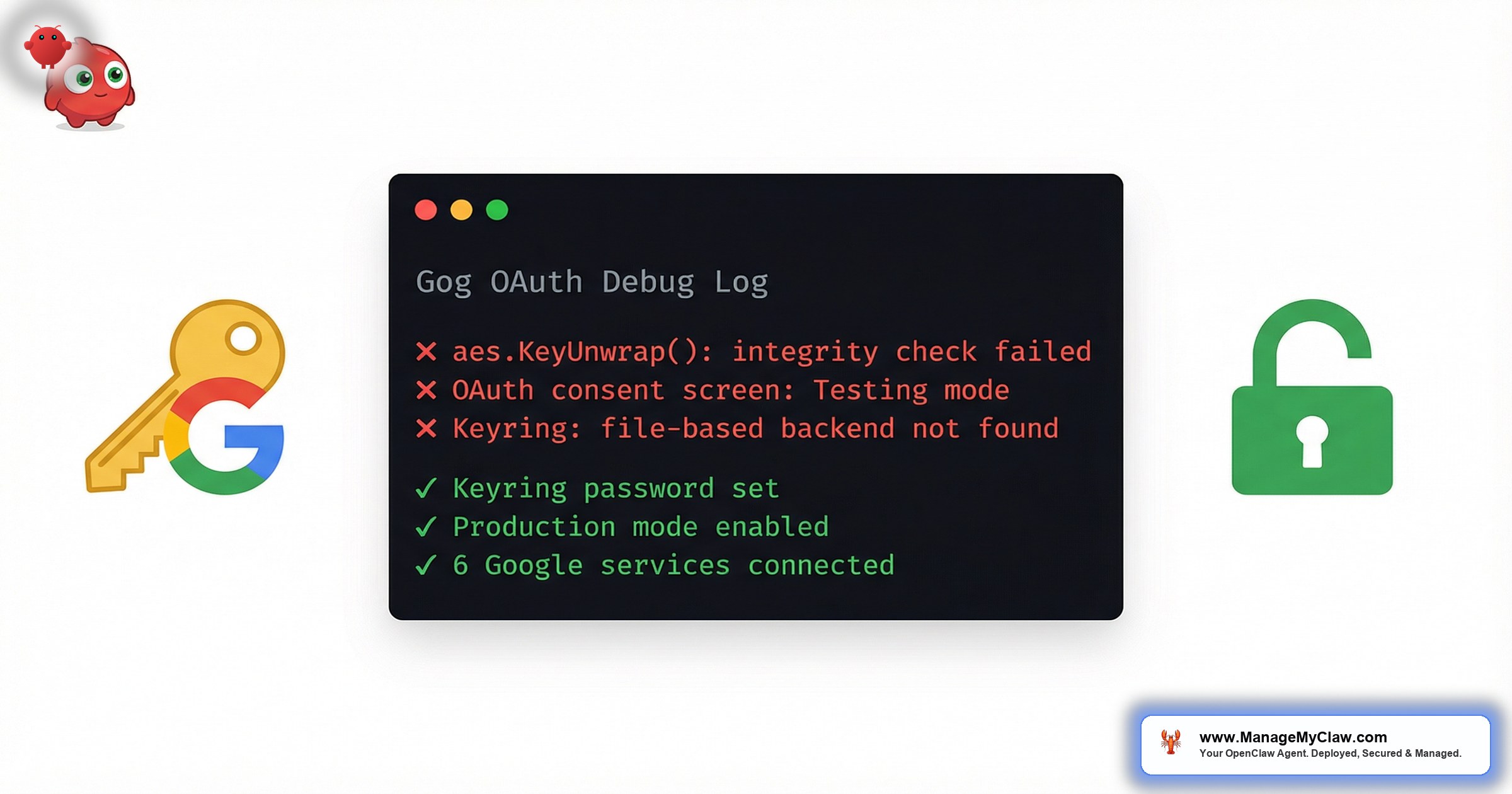 OpenClaw Gog OAuth setup errors and fixes